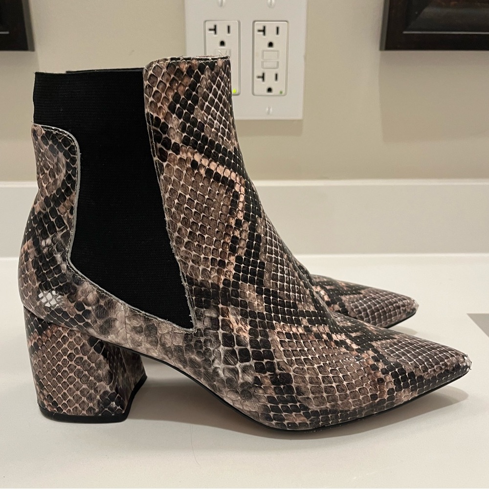 Snakeskin Block Heeled Boot